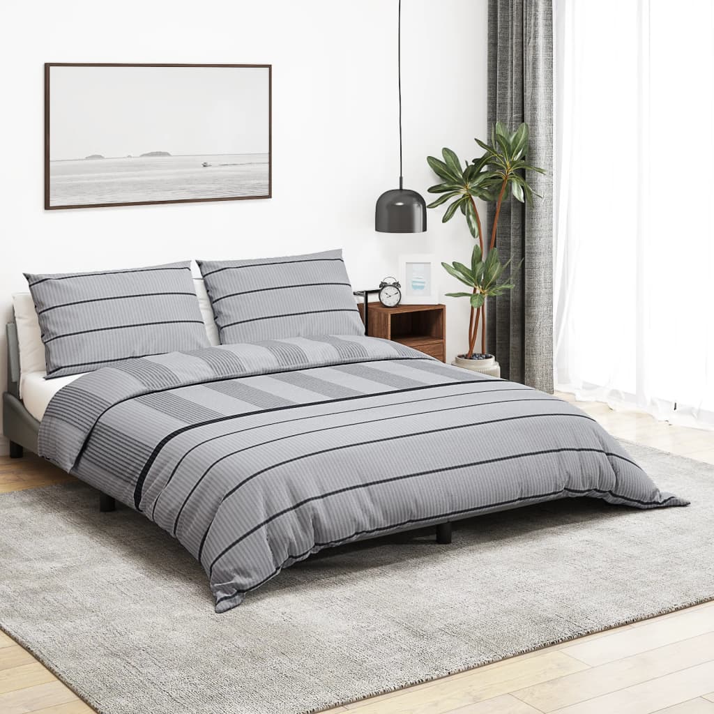 Ensemble de housse de couette Gris 200x200 cm Coton Housses de couette vidaXL   