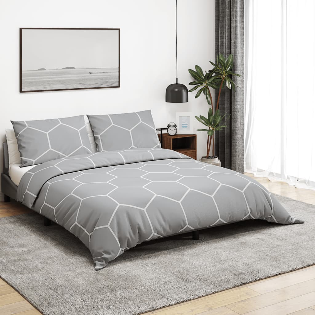 Ensemble de housse de couette Gris 200x200 cm Coton Housses de couette vidaXL   