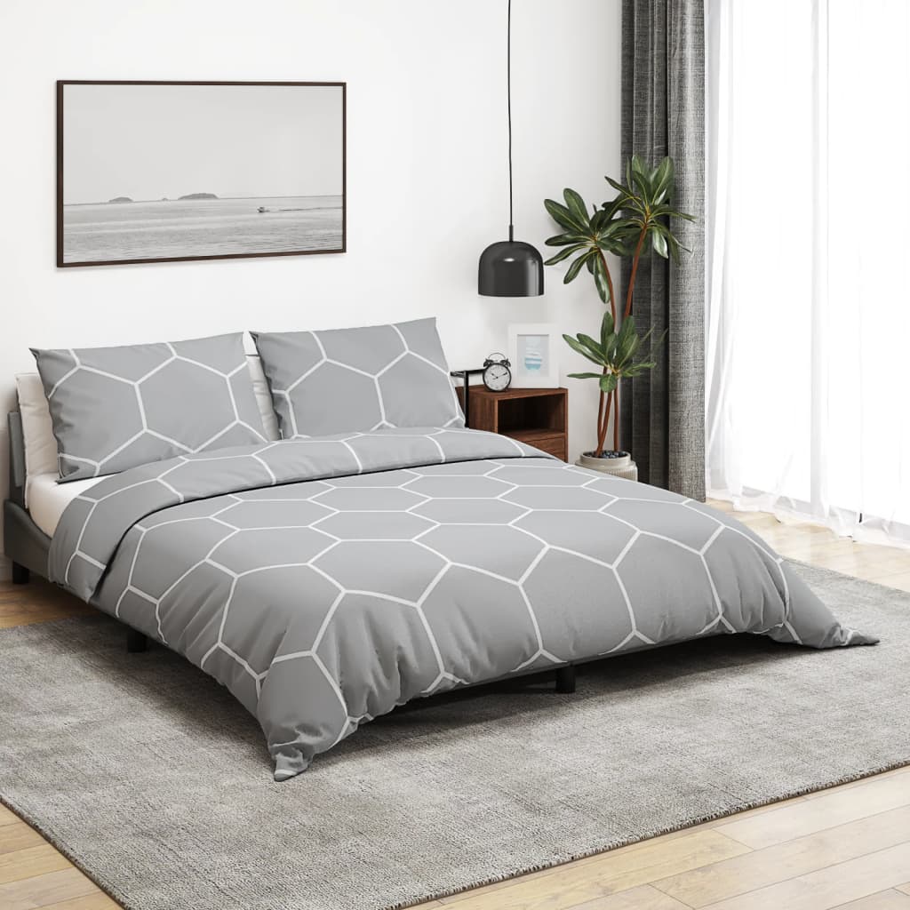 Ensemble de housse de couette Gris 200x200 cm Coton Housses de couette vidaXL   