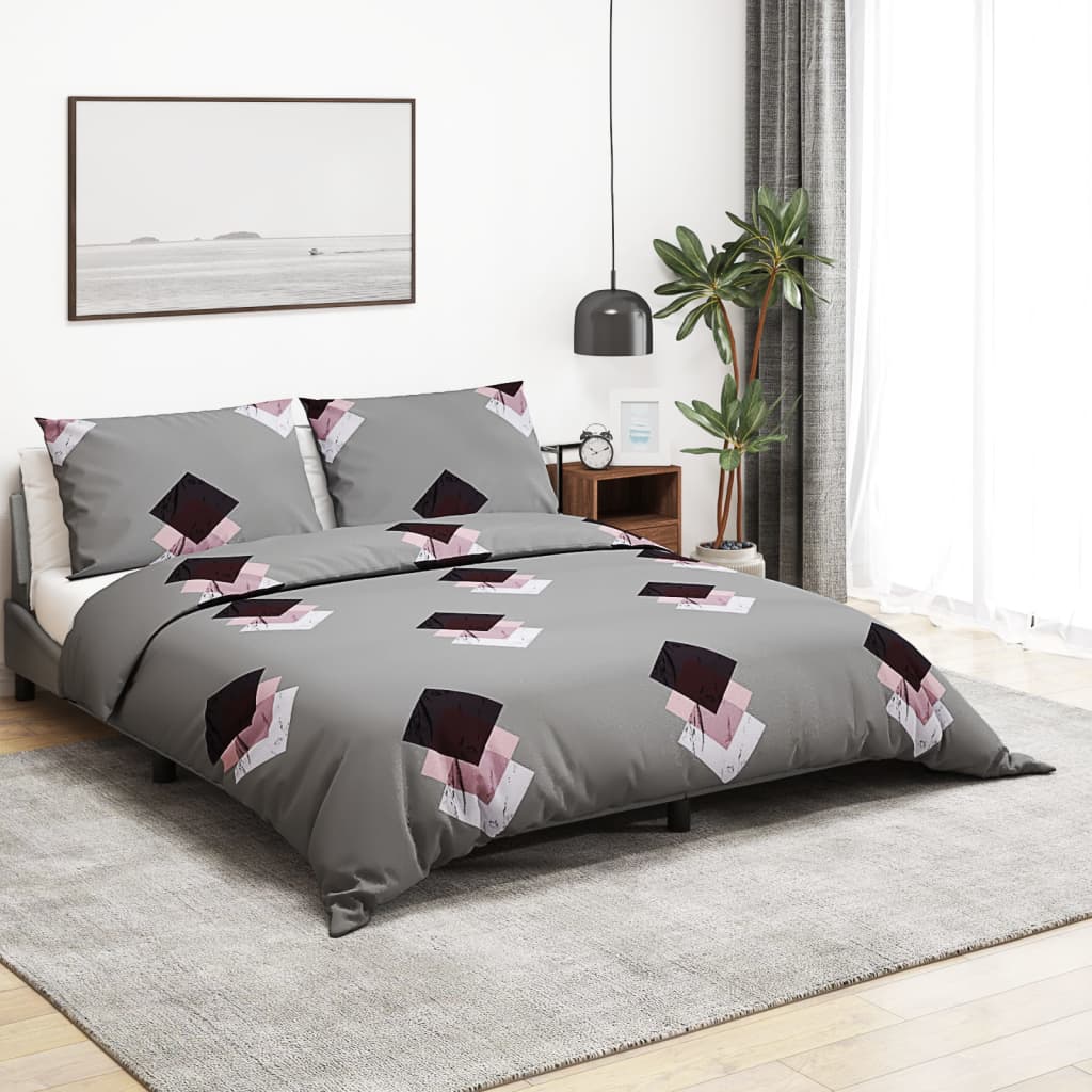 Ensemble de housse de couette Gris 200x200 cm Coton Housses de couette vidaXL   