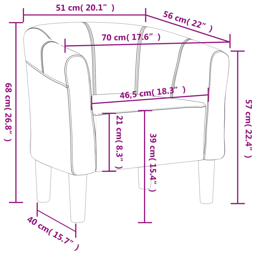 Chaise cabriolet marron tissu Fauteuils vidaXL   