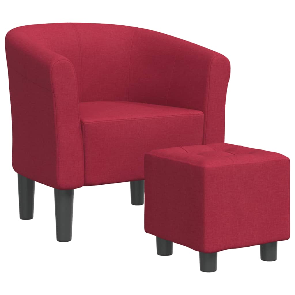 Chaise cabriolet avec repose-pied rouge bordeaux tissu Fauteuils vidaXL   