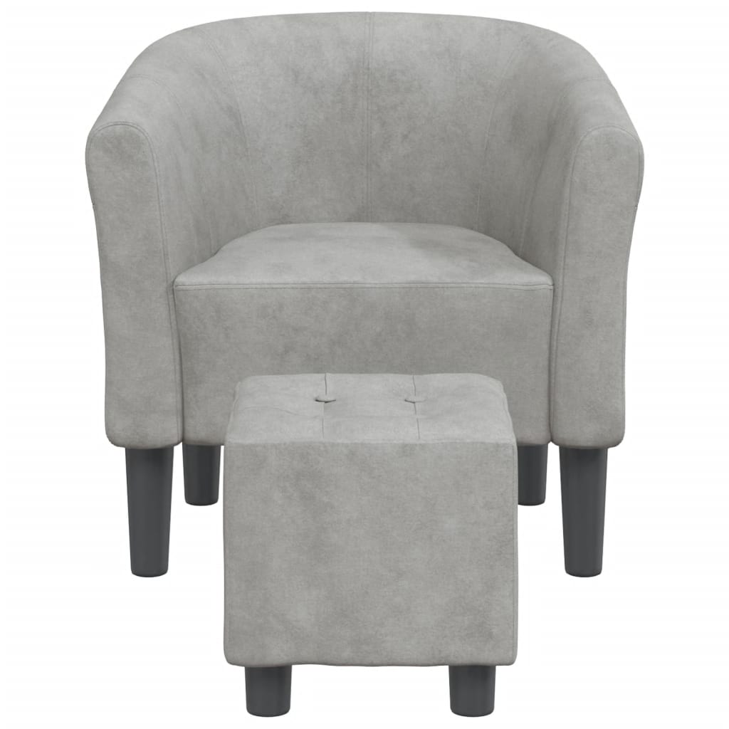 Chaise cabriolet avec repose-pied gris clair velours Fauteuils vidaXL   