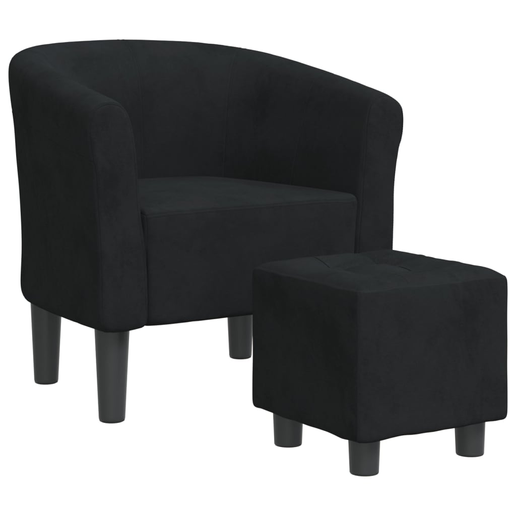 Chaise cabriolet avec repose-pied noir velours Fauteuils vidaXL   