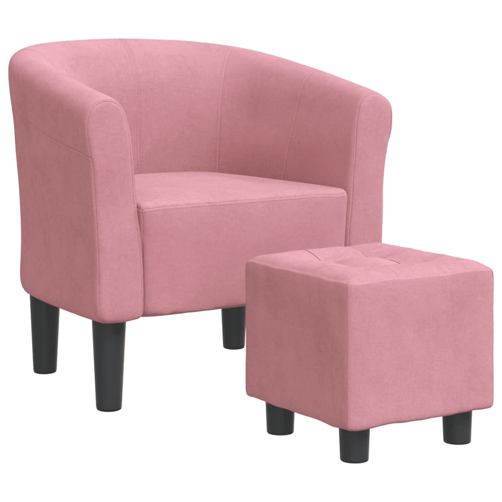 Chaise cabriolet avec repose-pied rose velours Fauteuils vidaXL   