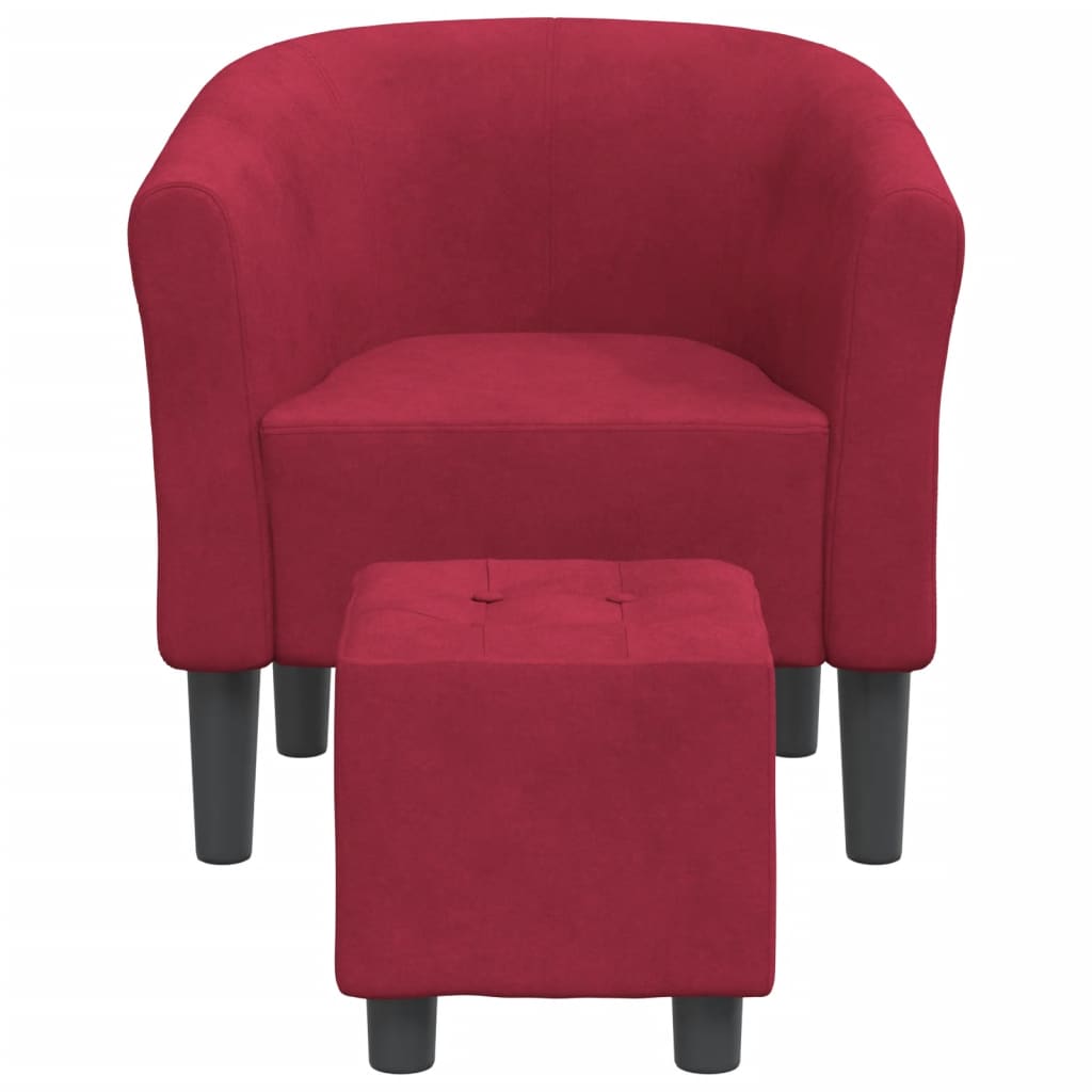 Chaise cabriolet avec repose-pied rouge bordeaux velours Fauteuils vidaXL   