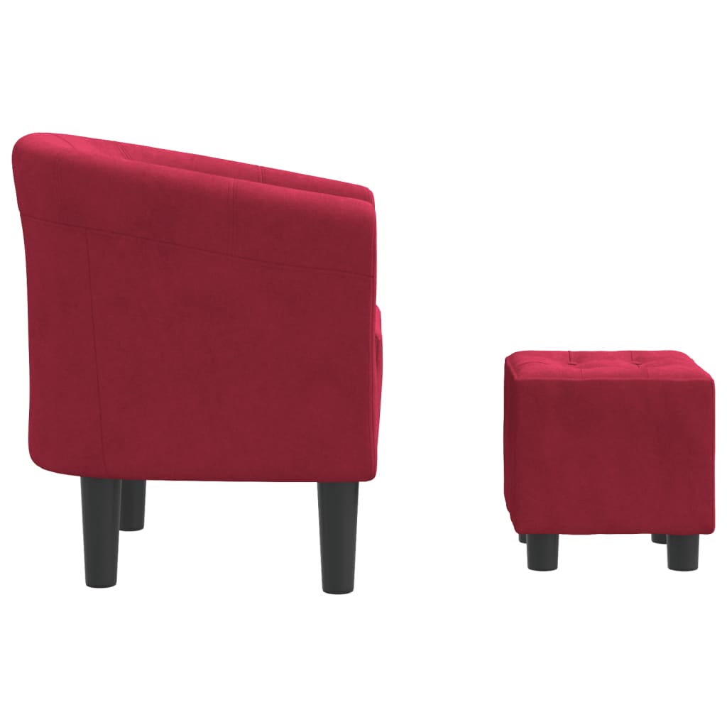 Chaise cabriolet avec repose-pied rouge bordeaux velours Fauteuils vidaXL   