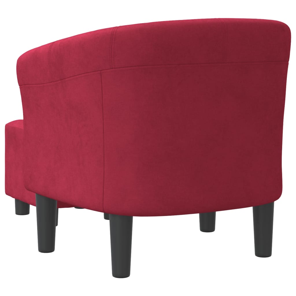 Chaise cabriolet avec repose-pied rouge bordeaux velours Fauteuils vidaXL   