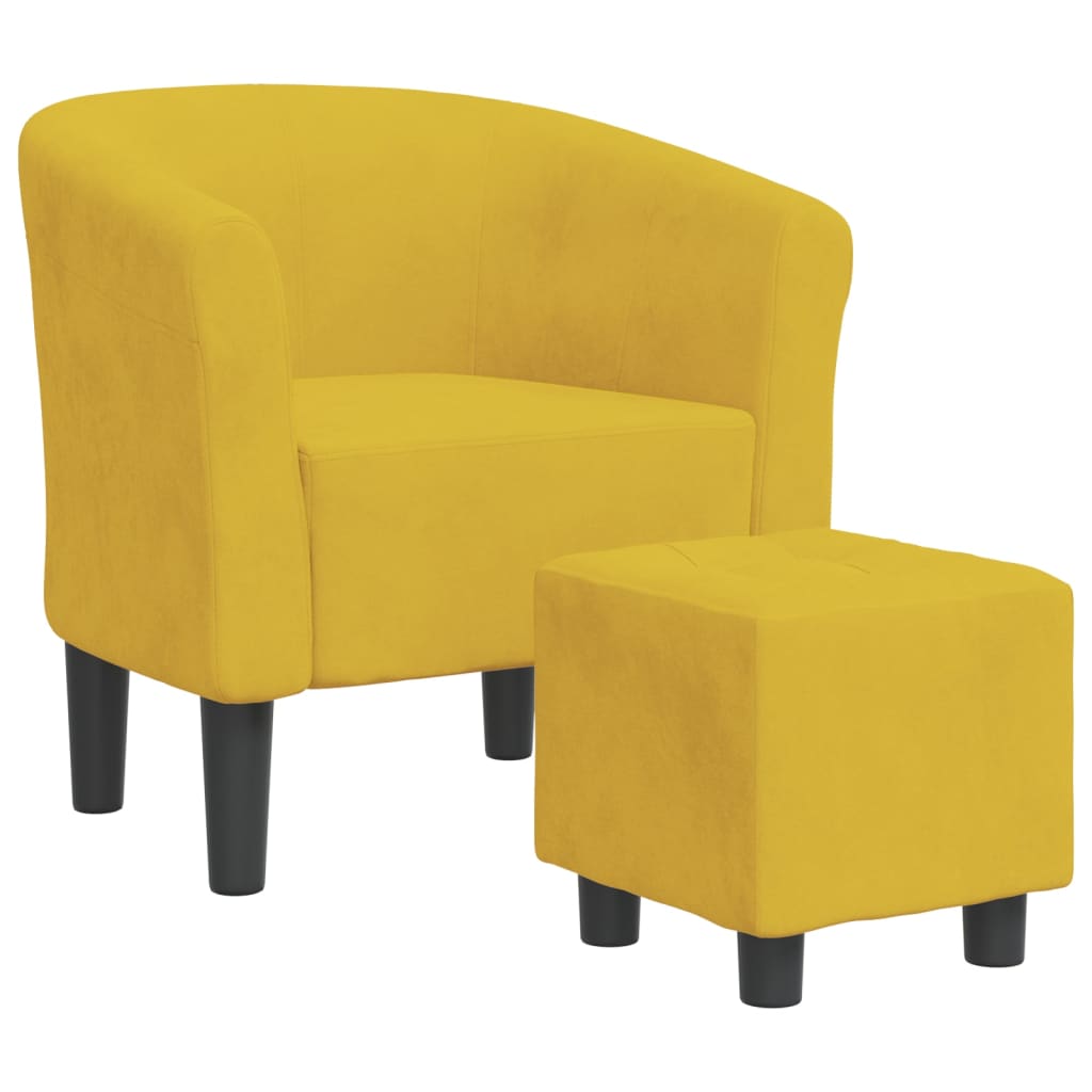 Chaise cabriolet avec repose-pied jaune velours Fauteuils vidaXL   