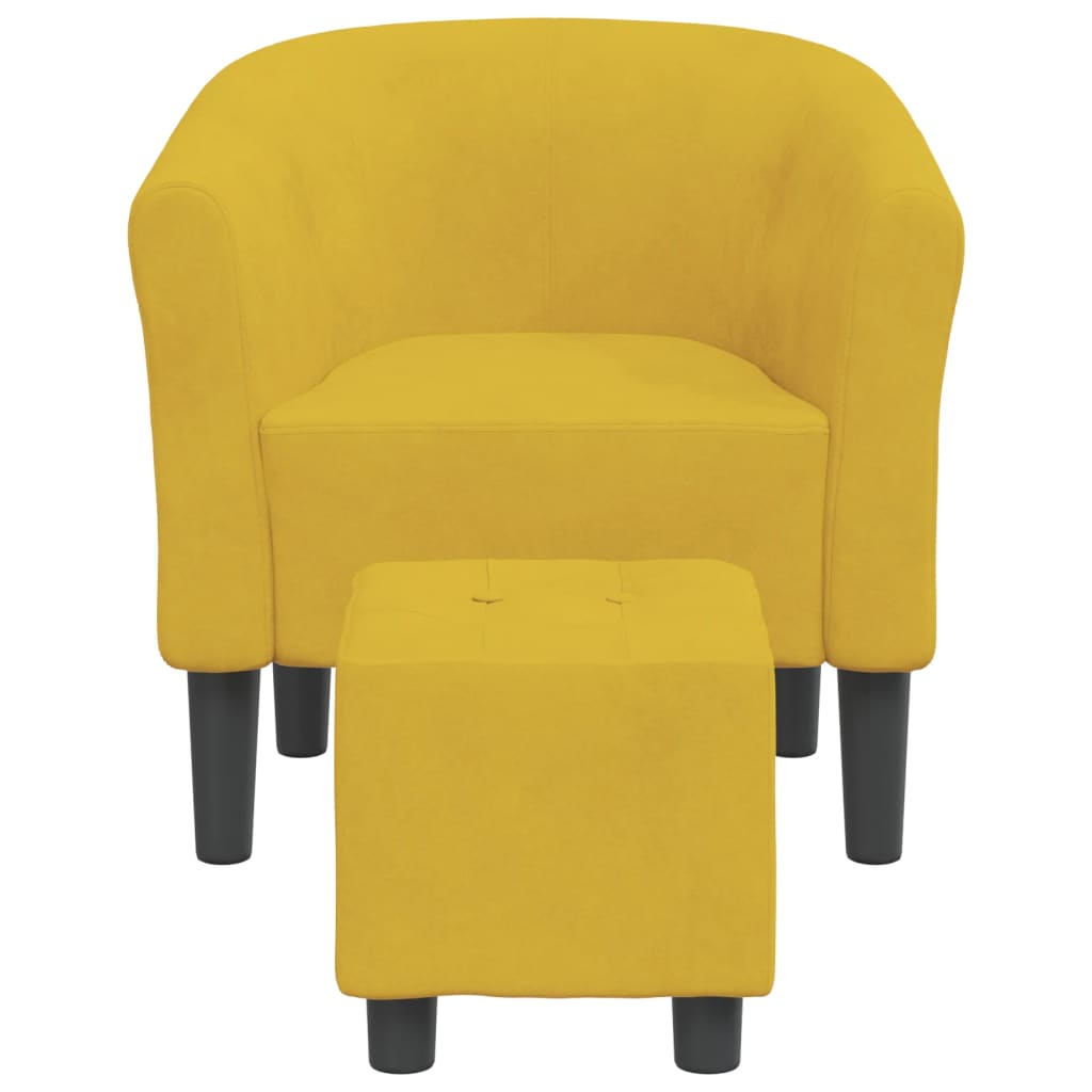 Chaise cabriolet avec repose-pied jaune velours Fauteuils vidaXL   