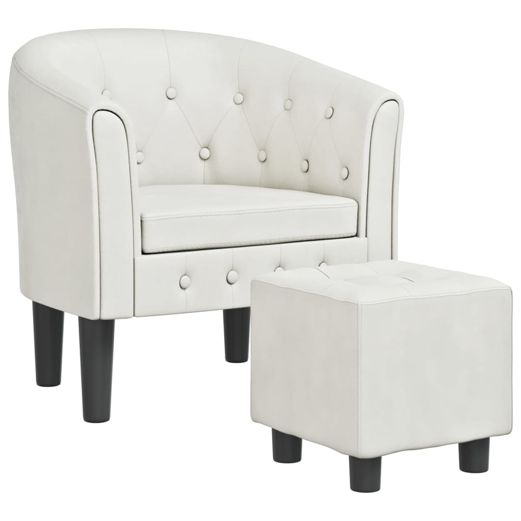 Fauteuil avec repose-pied blanc similicuir Fauteuils vidaXL   