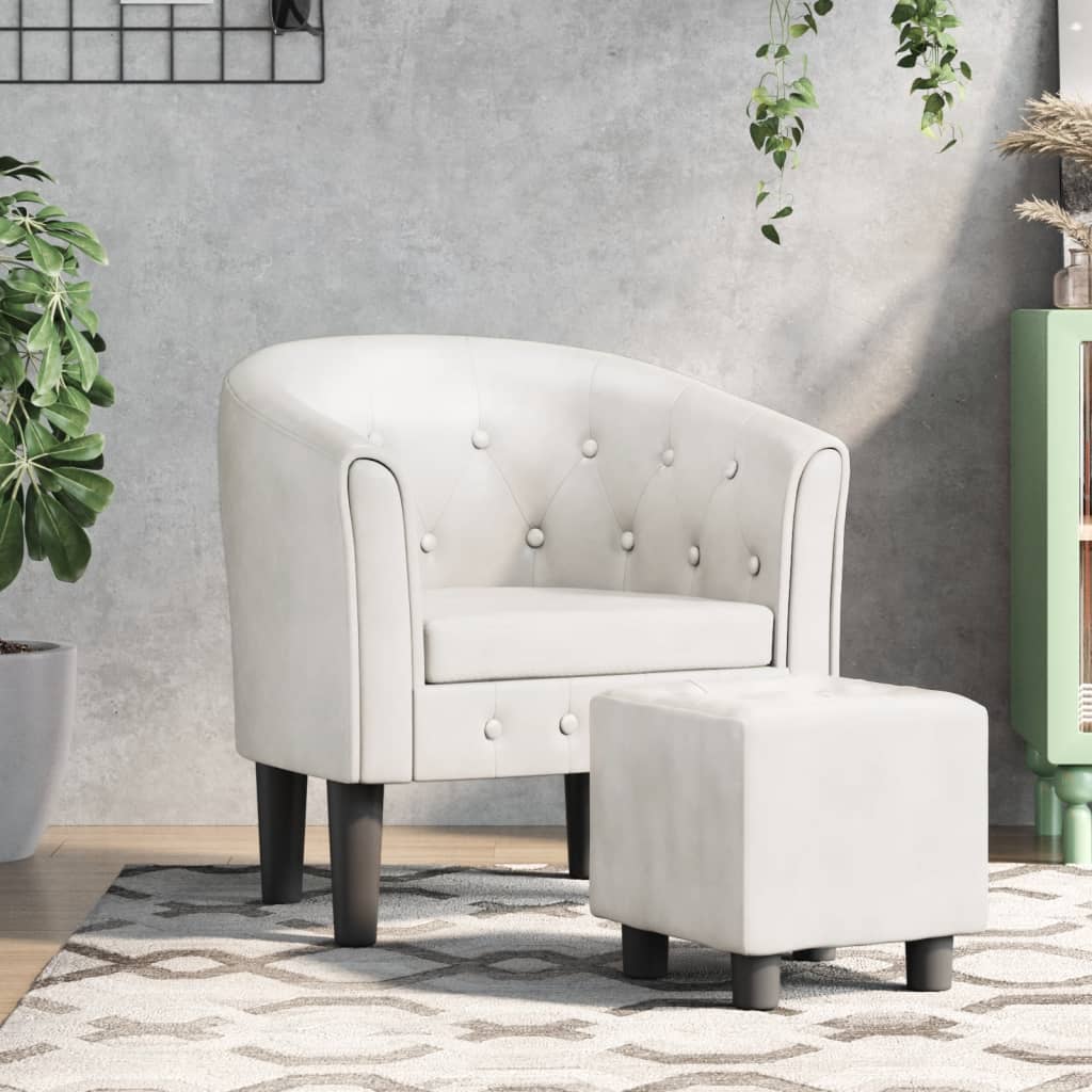 Fauteuil avec repose-pied blanc similicuir Fauteuils vidaXL   