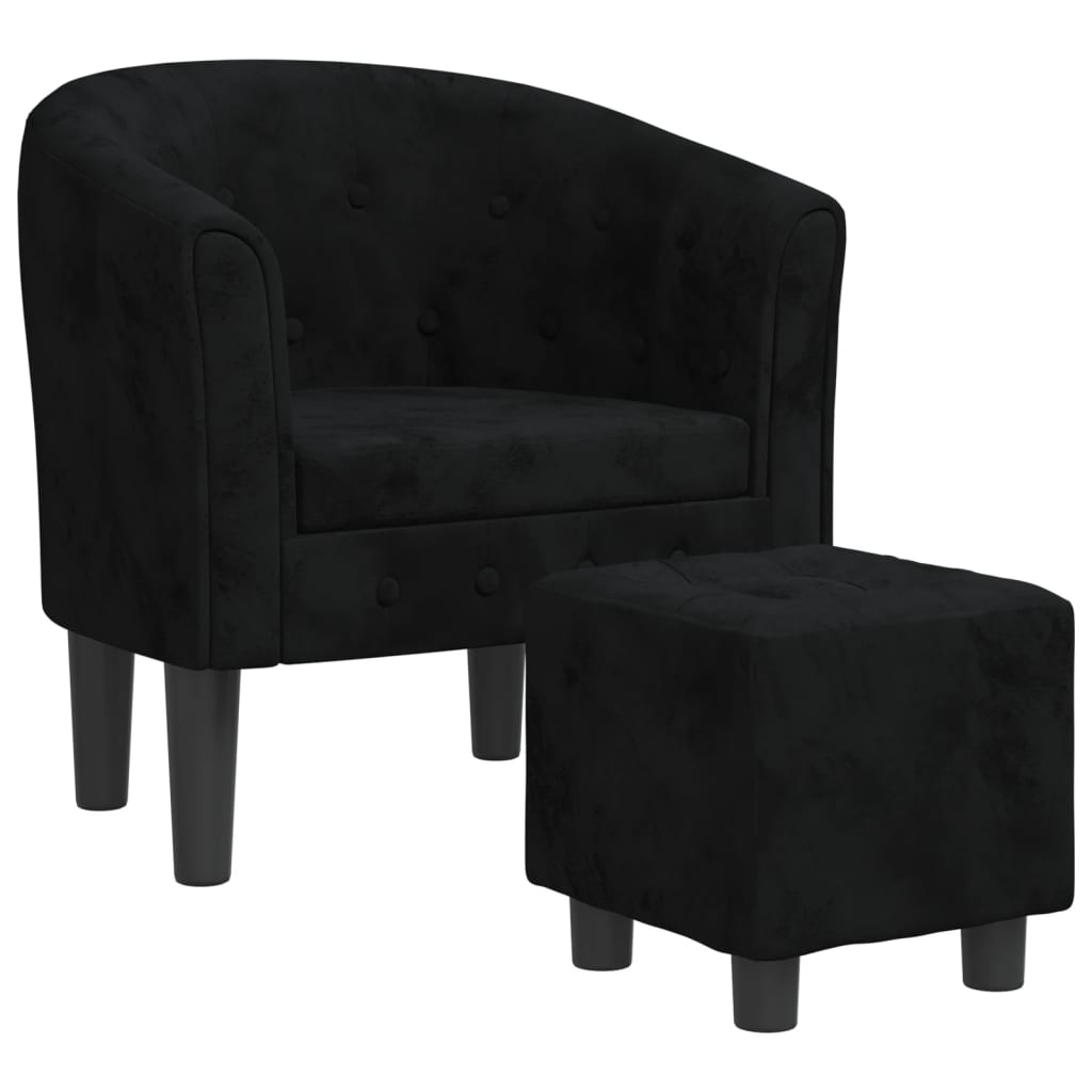 Fauteuil cabriolet avec repose-pied noir velours Fauteuils vidaXL   