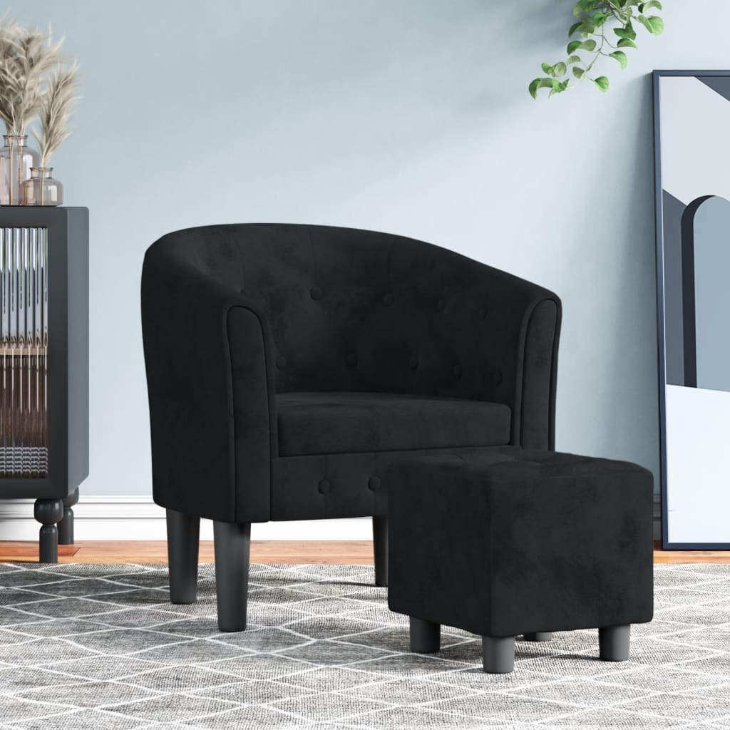 Fauteuil cabriolet avec repose-pied noir velours Fauteuils vidaXL   