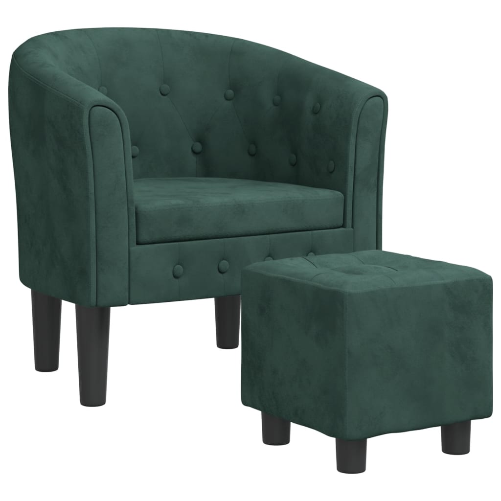 Fauteuil avec repose-pied vert foncé velours Fauteuils vidaXL   