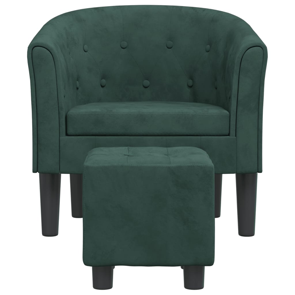 Fauteuil avec repose-pied vert foncé velours Fauteuils vidaXL   