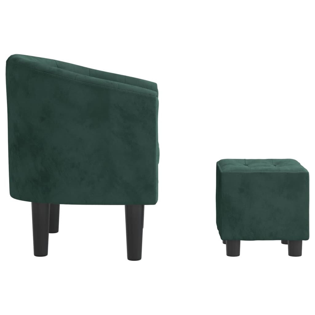 Fauteuil avec repose-pied vert foncé velours Fauteuils vidaXL   