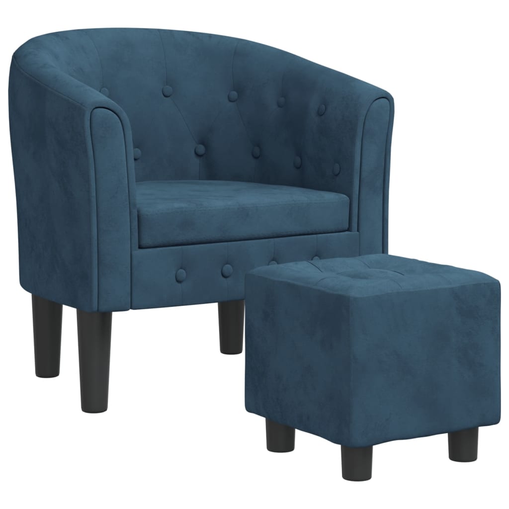 Fauteuil avec repose-pied bleu foncé velours Fauteuils vidaXL   