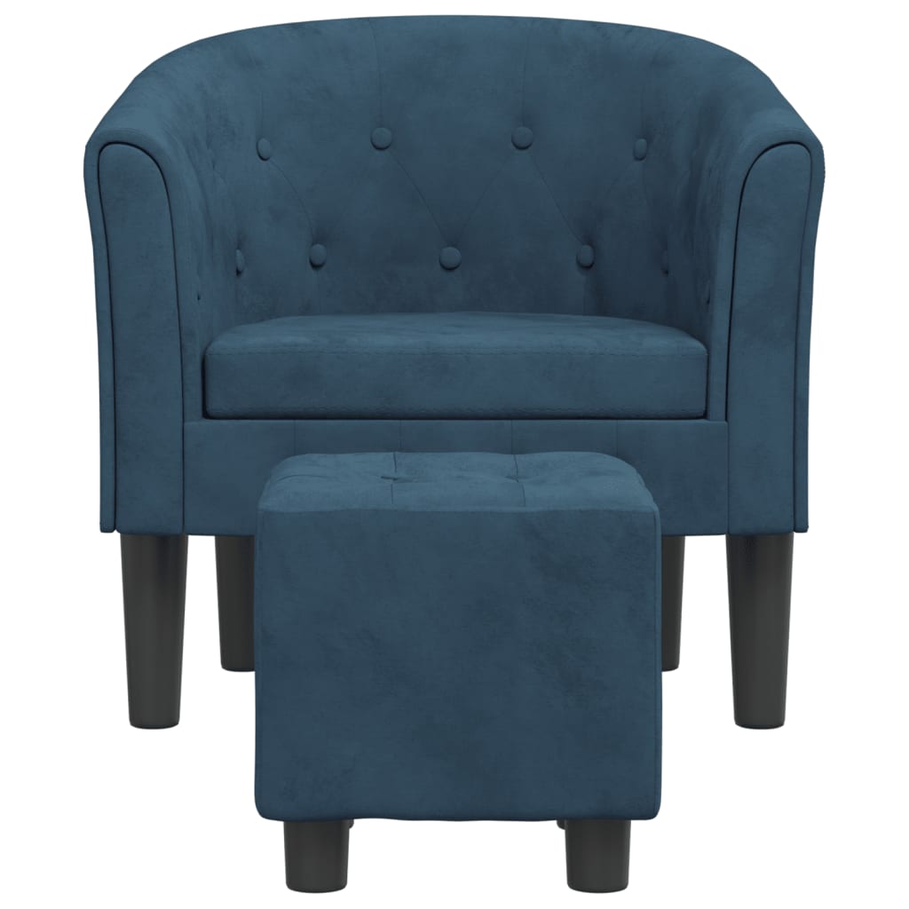 Fauteuil avec repose-pied bleu foncé velours Fauteuils vidaXL   