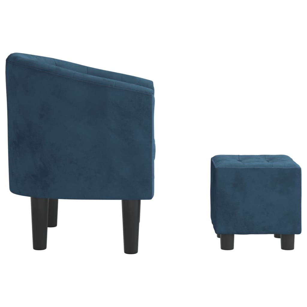 Fauteuil avec repose-pied bleu foncé velours Fauteuils vidaXL   