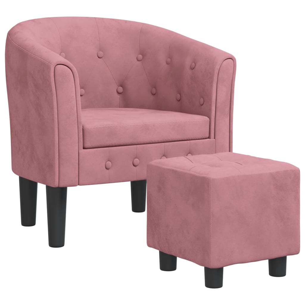 Fauteuil avec repose-pied rose velours Fauteuils vidaXL   