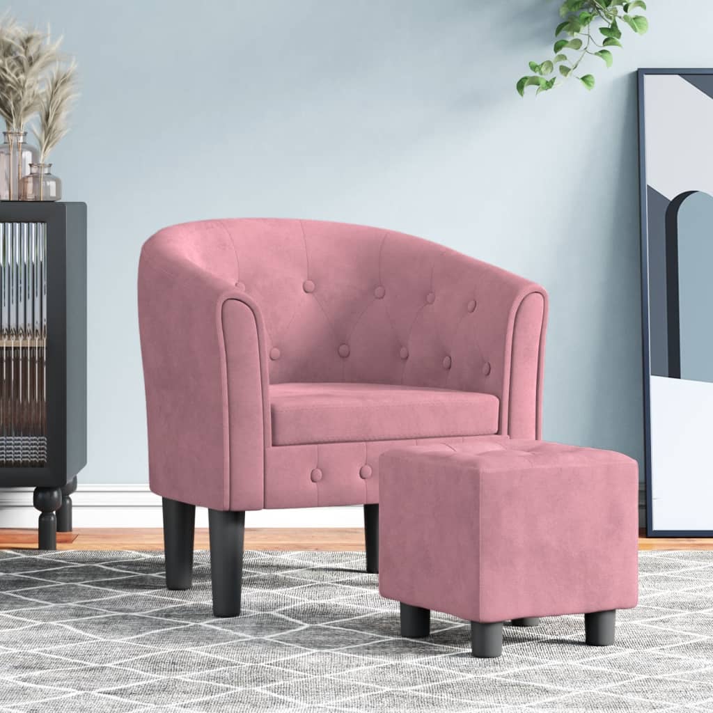 Fauteuil avec repose-pied rose velours Fauteuils vidaXL   