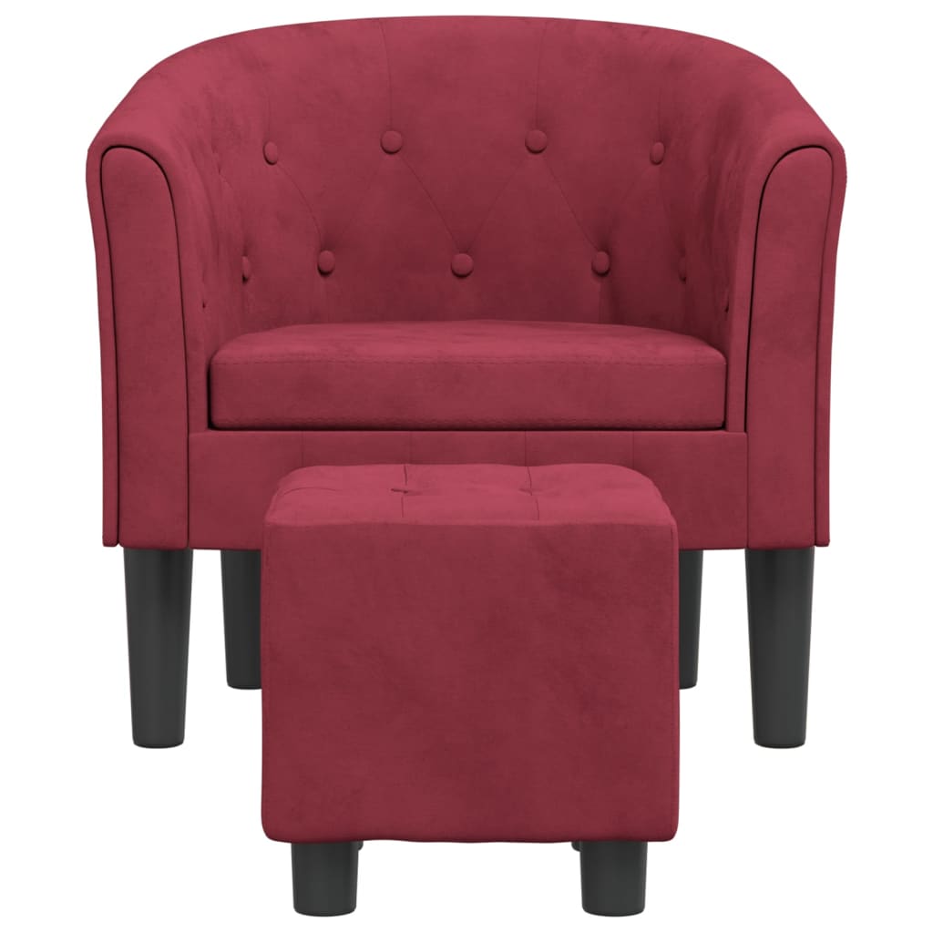 Fauteuil avec repose-pied rouge bordeaux velours Fauteuils vidaXL   