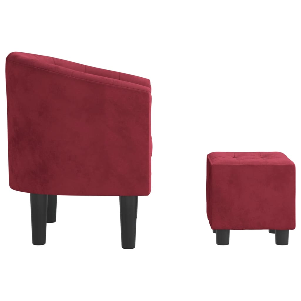 Fauteuil avec repose-pied rouge bordeaux velours Fauteuils vidaXL   