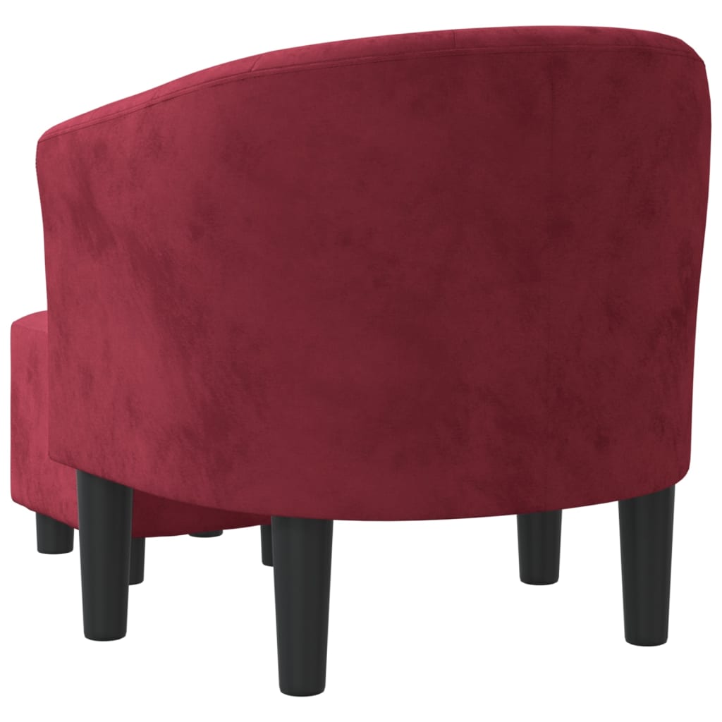 Fauteuil avec repose-pied rouge bordeaux velours Fauteuils vidaXL   