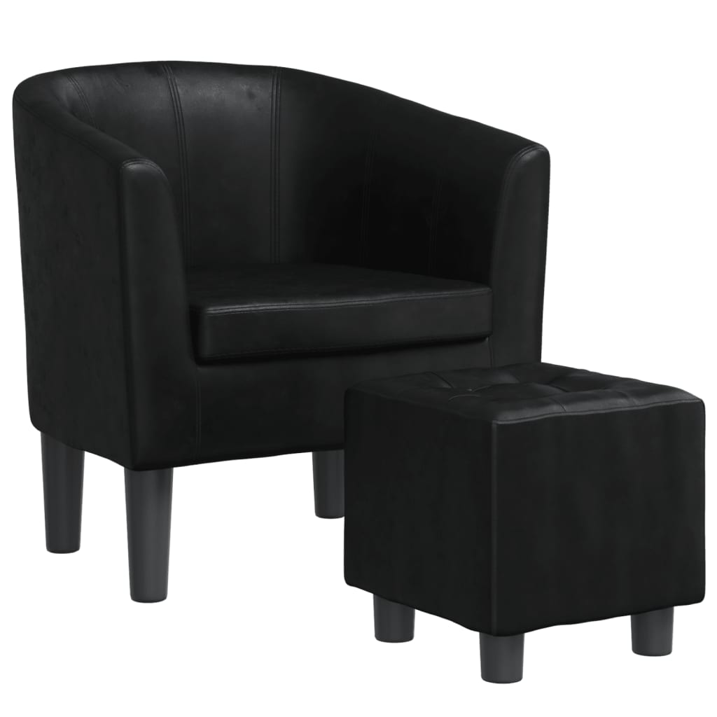 Fauteuil avec repose-pied noir similicuir Fauteuils vidaXL   