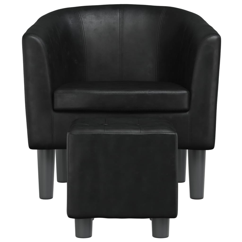 Fauteuil avec repose-pied noir similicuir Fauteuils vidaXL   