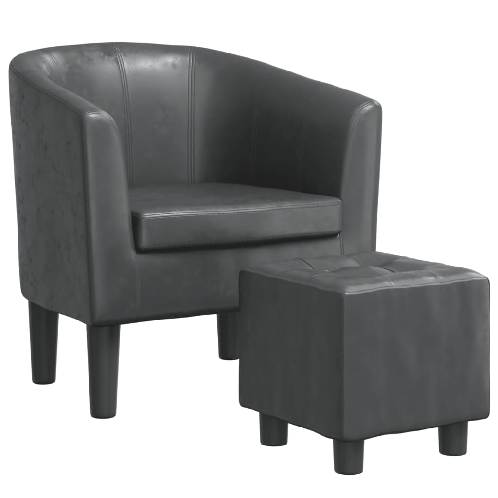 Fauteuil avec repose-pied gris similicuir Fauteuils vidaXL   