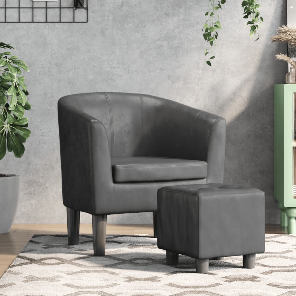 Fauteuil avec repose-pied gris similicuir Fauteuils vidaXL   