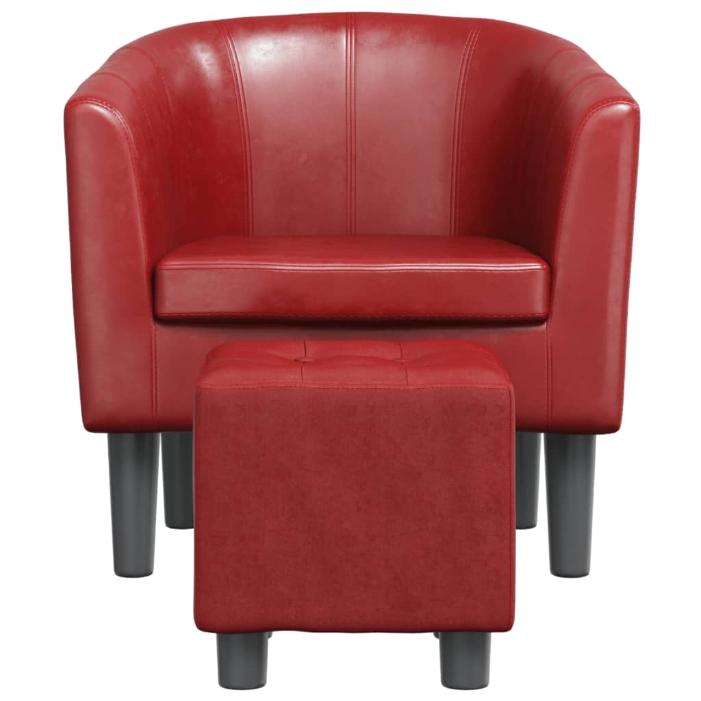 Fauteuil avec repose-pied rouge bordeaux similicuir Fauteuils vidaXL   