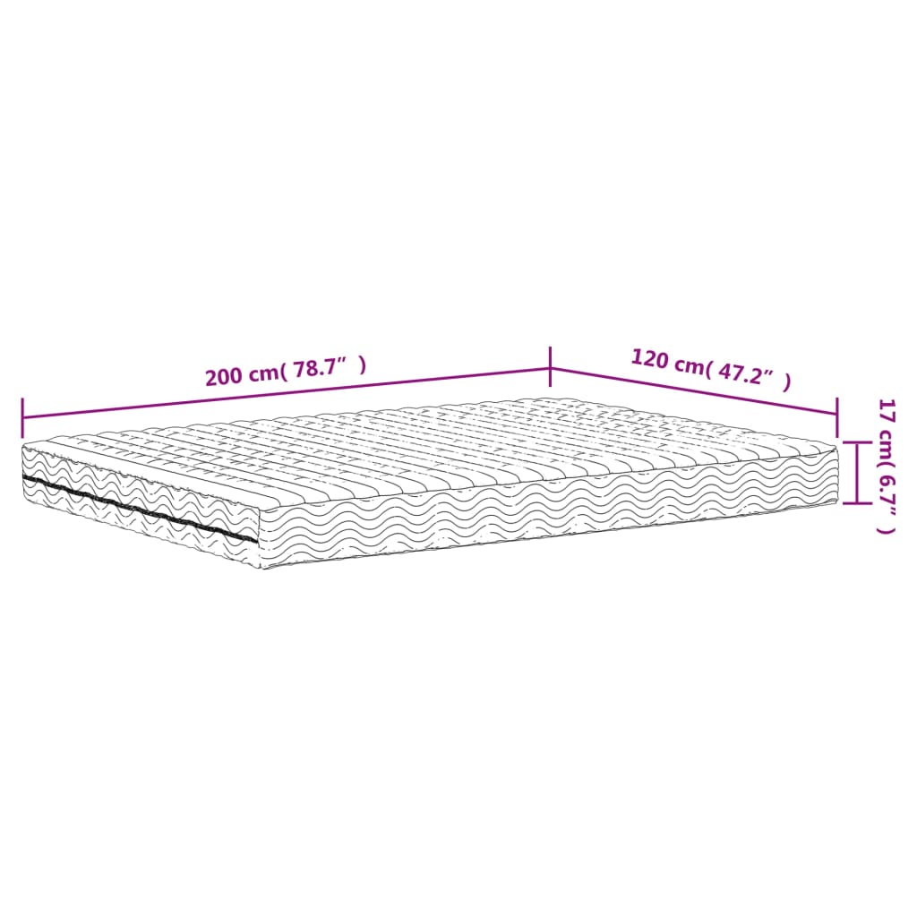 Matelas en mousse blanc 120x200 cm dureté H2 H3 Matelas vidaXL