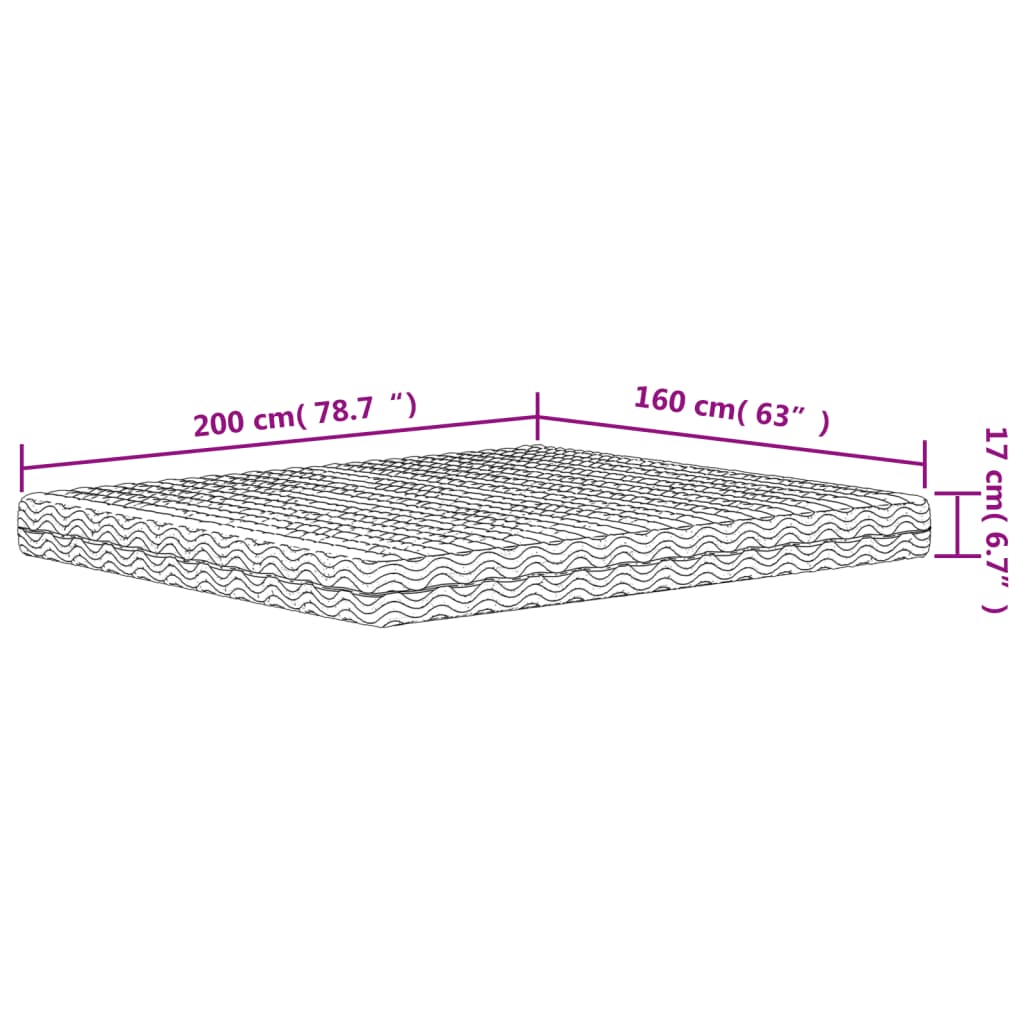 Matelas en mousse blanc 160x200 cm dureté H2 H3 Matelas vidaXL