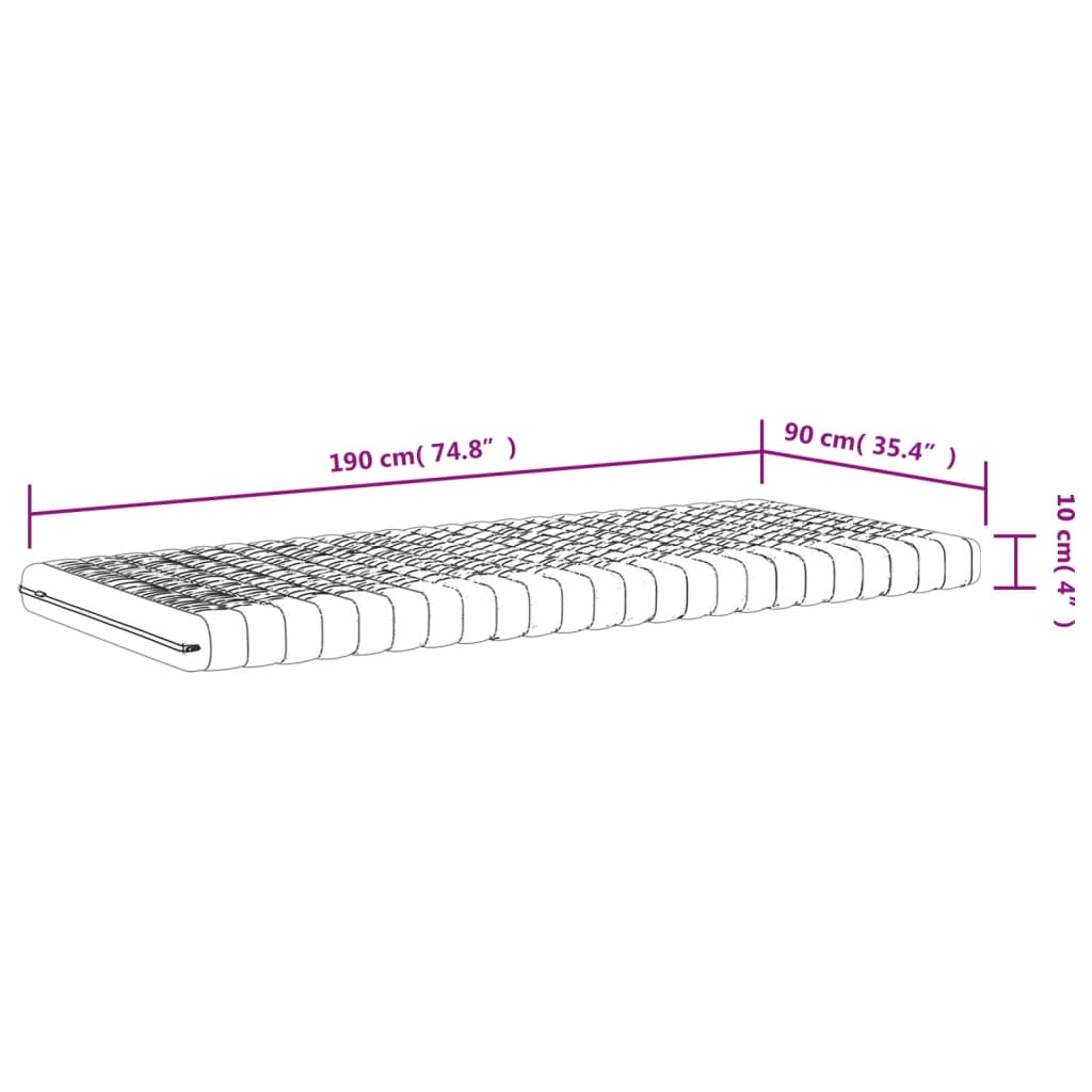 Matelas en mousse blanc 90x190 cm 7 zones dureté 20 ILD Matelas vidaXL   