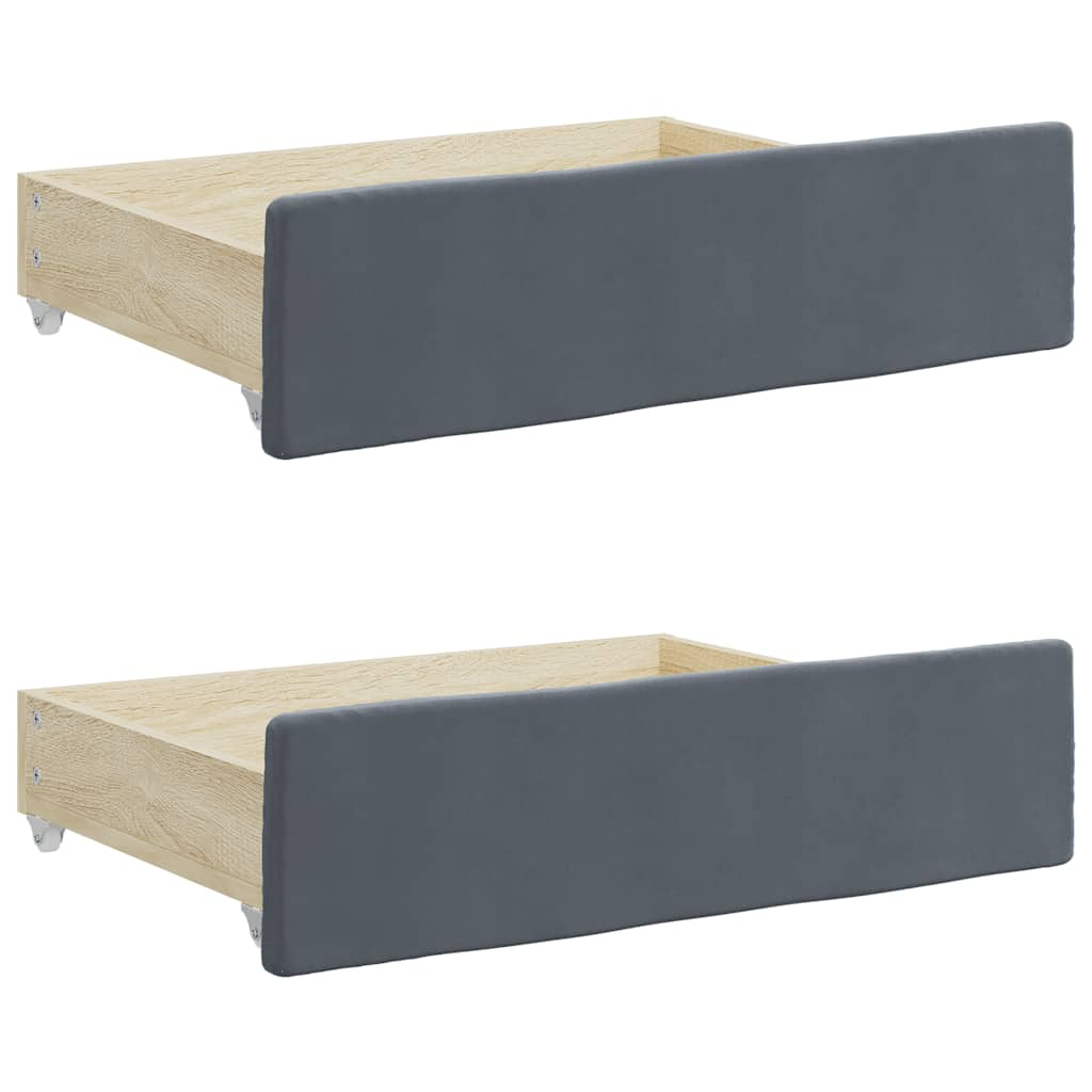 Tiroirs de lit 2 pcs gris foncé bois d'ingénierie et velours Lits & accessoires vidaXL