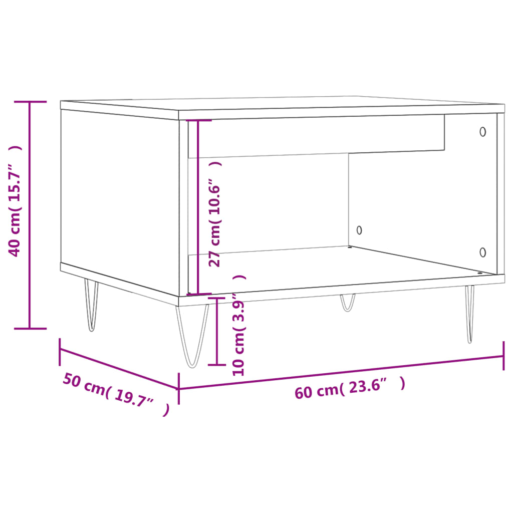 Table basse sonoma gris 60x50x40 cm bois d'ingénierie Tables basses vidaXL