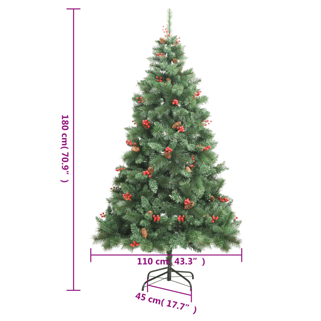 Sapin de Noël artificiel avec pommes de pin et baies 180 cm - Xios Store SNC