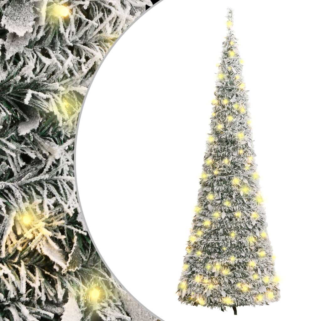 Sapin de Noël artificiel escamotable avec neige floquée 150 LED - Xios Store SNC