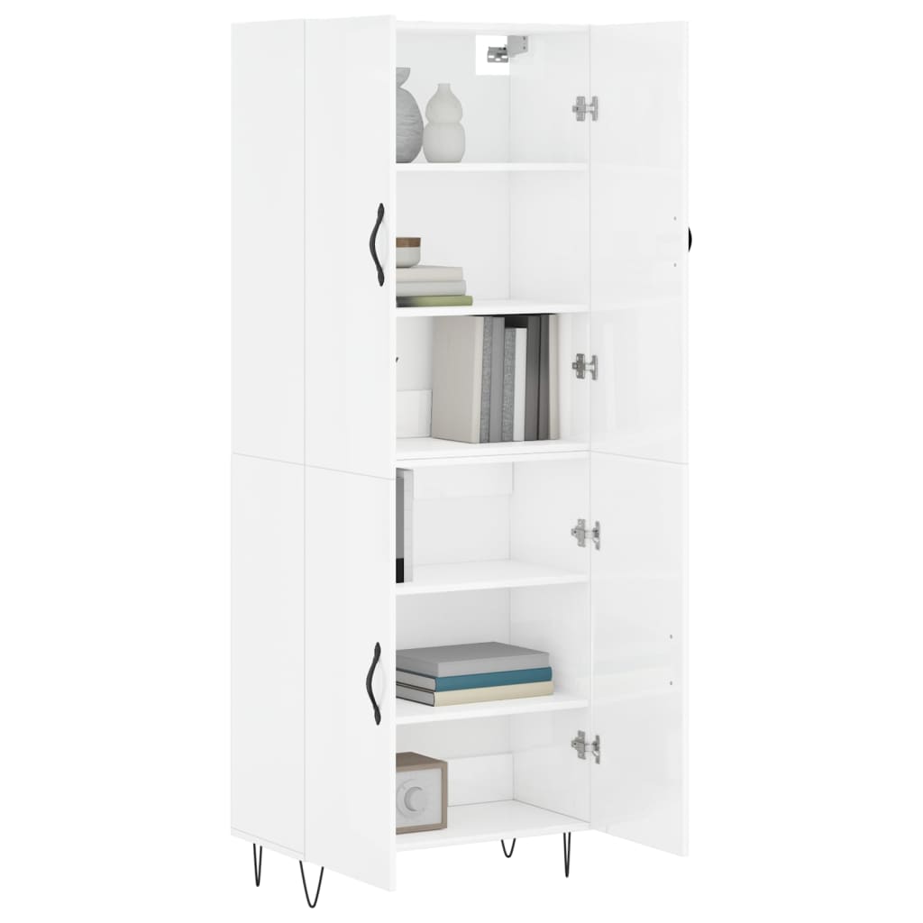 Image Buffet haut Blanc brillant 69,5x34x180 cm Bois d'ingénierie | Xios Store SNC vidaXL Xios Store SNC