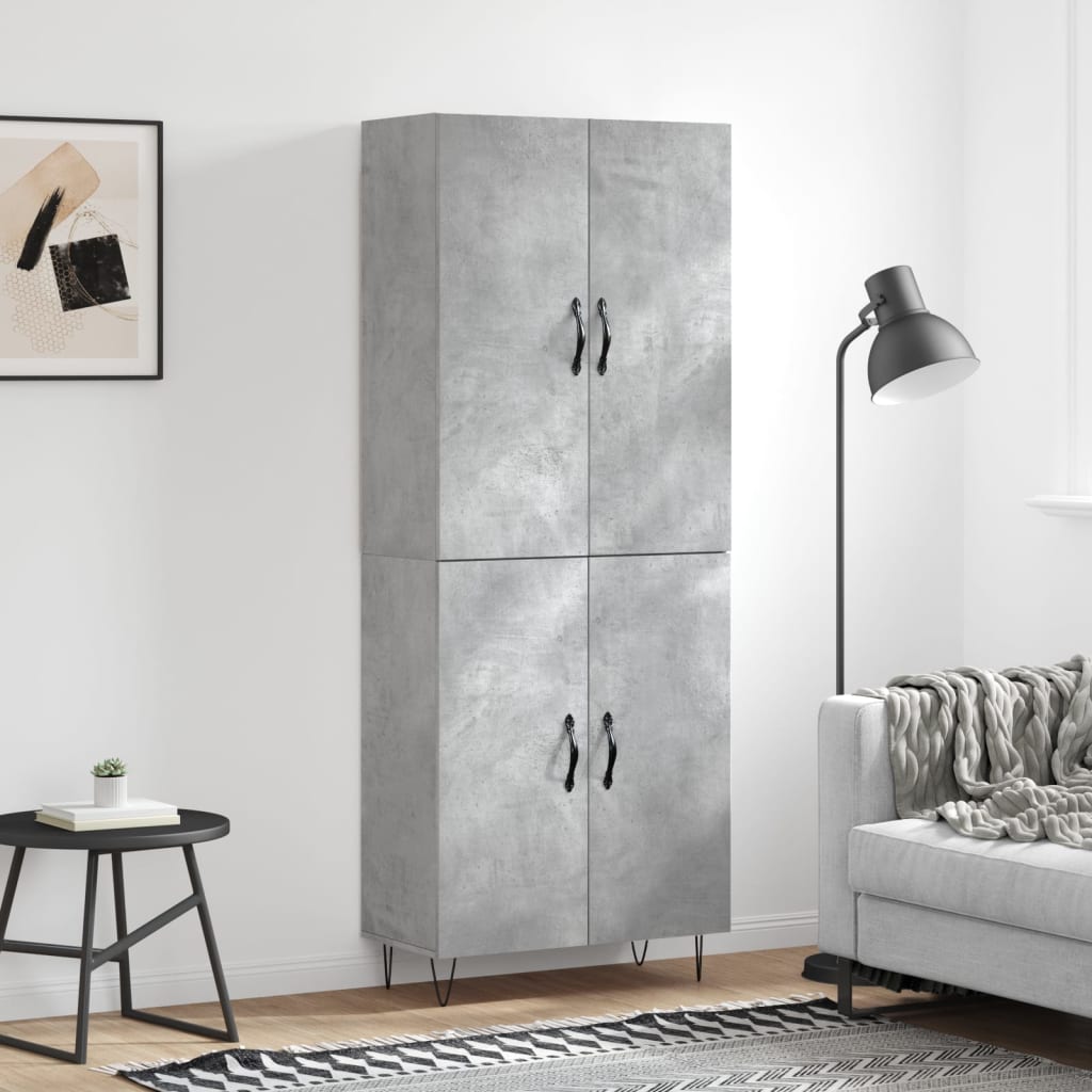 Image Buffet haut Gris béton 69,5x34x180 cm Bois d'ingénierie | Xios Store SNC vidaXL Xios Store SNC