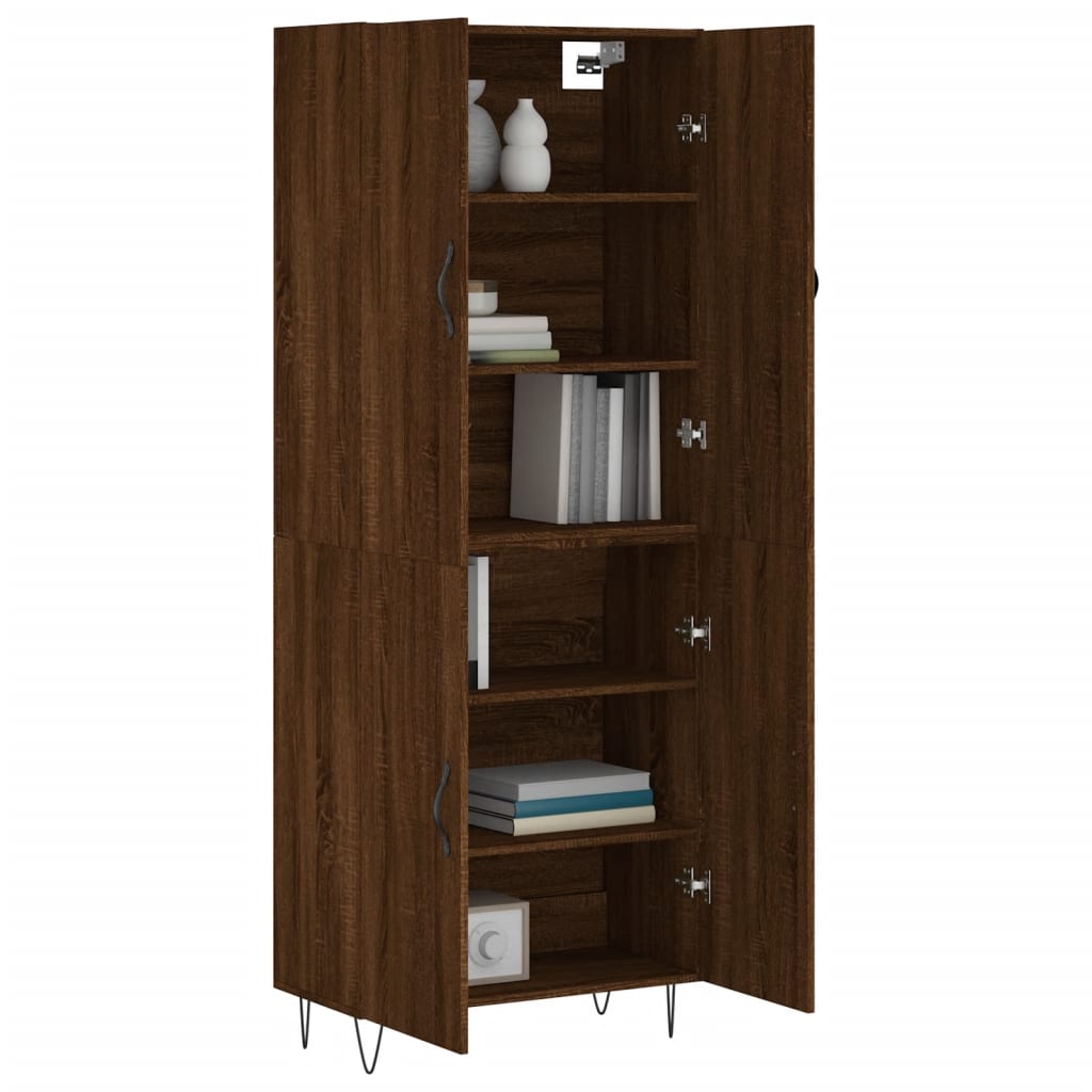 Image Buffet haut Chêne marron 69,5x34x180 cm Bois d'ingénierie | Xios Store SNC vidaXL Xios Store SNC