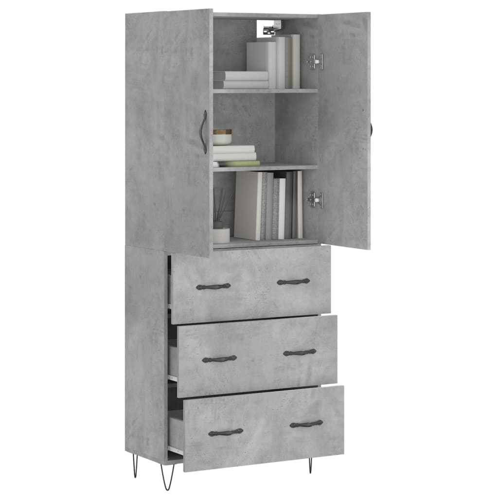 Image Buffet haut Gris béton 69,5x34x180 cm Bois d'ingénierie | Xios Store SNC vidaXL Xios Store SNC