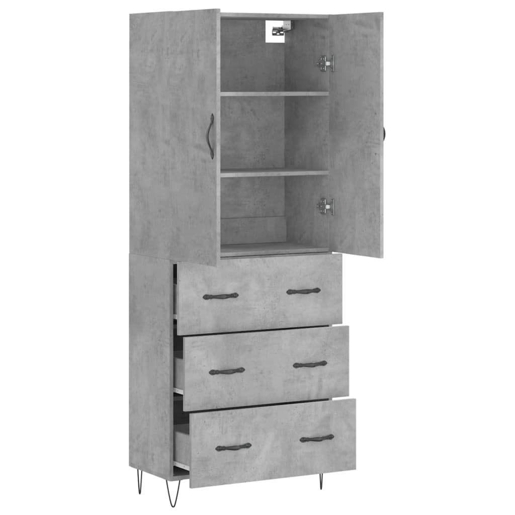 Image Buffet haut Gris béton 69,5x34x180 cm Bois d'ingénierie | Xios Store SNC vidaXL Xios Store SNC