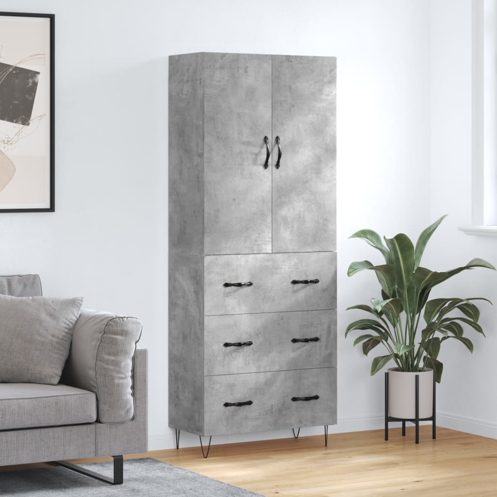 Image Buffet haut Gris béton 69,5x34x180 cm Bois d'ingénierie | Xios Store SNC vidaXL Xios Store SNC