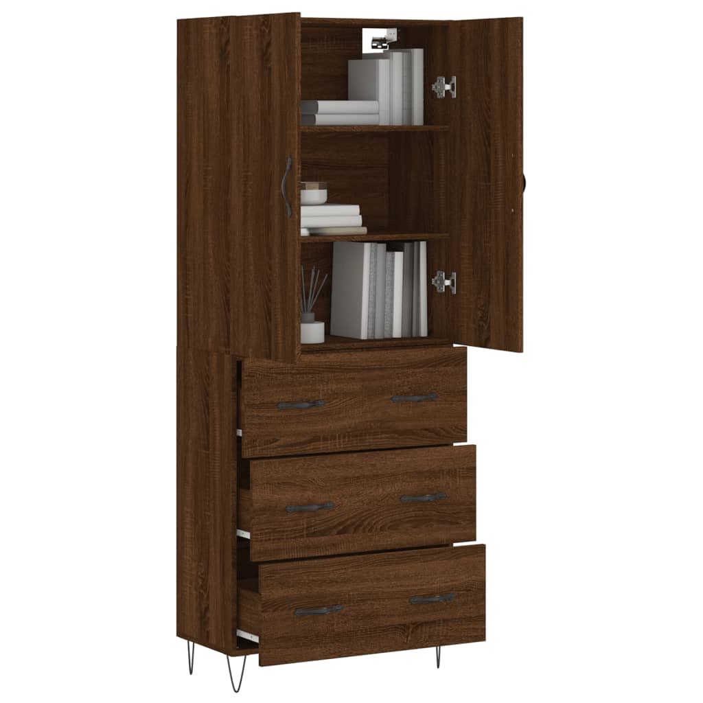 Image Buffet haut Chêne marron 69,5x34x180 cm Bois d'ingénierie | Xios Store SNC vidaXL Xios Store SNC