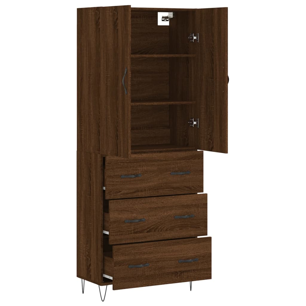 Image Buffet haut Chêne marron 69,5x34x180 cm Bois d'ingénierie | Xios Store SNC vidaXL Xios Store SNC