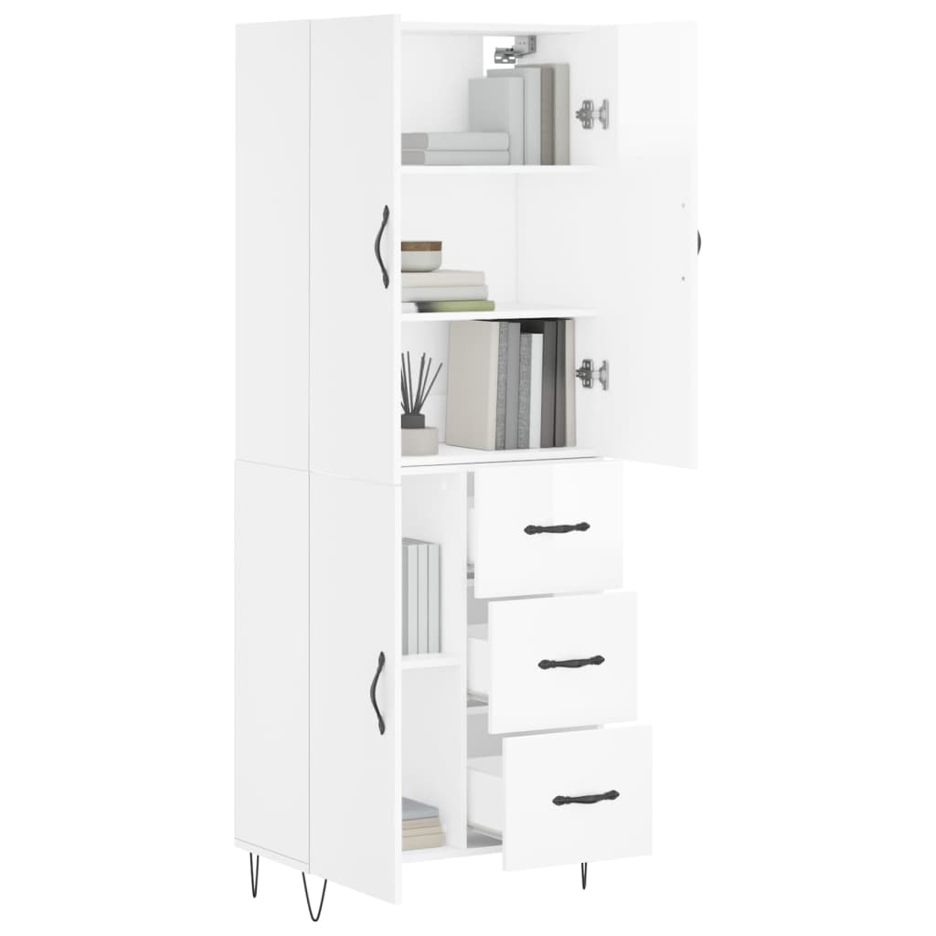 Image Buffet haut Blanc brillant 69,5x34x180 cm Bois d'ingénierie | Xios Store SNC vidaXL Xios Store SNC